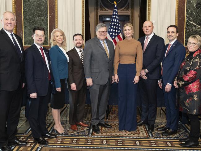 Peter Dutton with members of the Trump Administration. Picture: AP