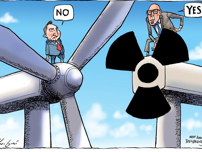 Mark Knight’s cartoon on the call for nuclear power in Australia, first published in the Herald Sun on December 5, 2023.