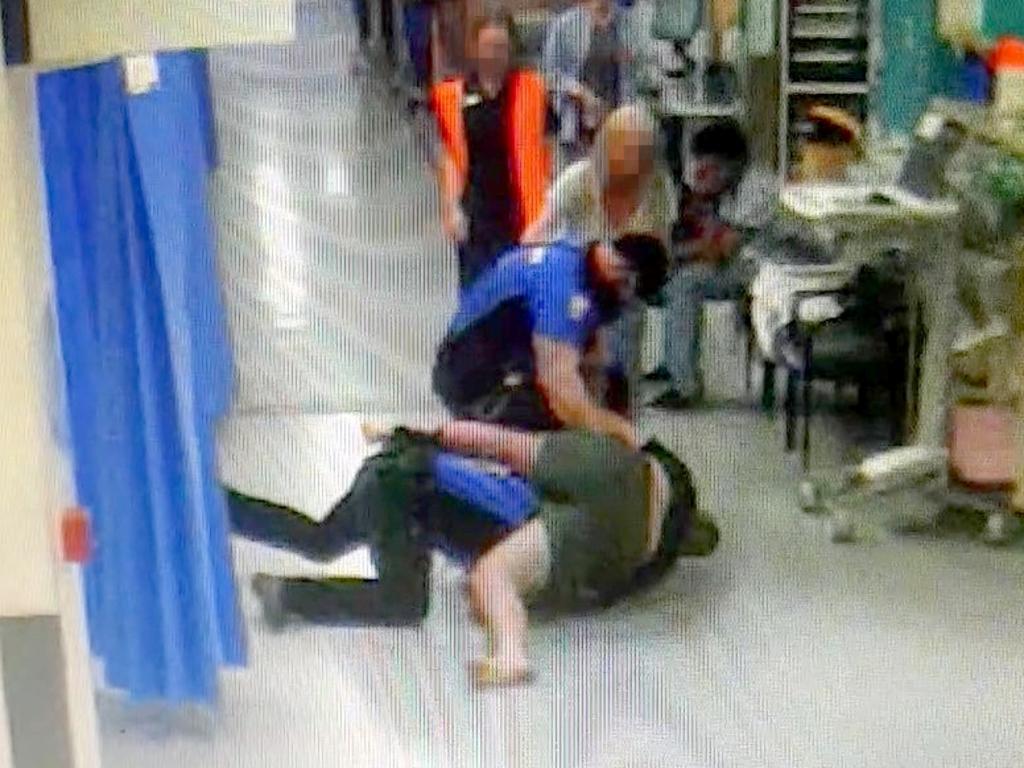 Security caught up in a scuffle at the RBWH. Picture: Supplied