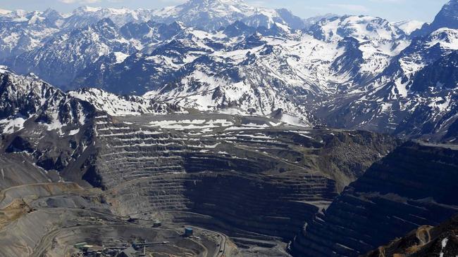 An aerial view of the open pit of Anglo American's Los Bronces copper mine in Chile. Picture: Reuters