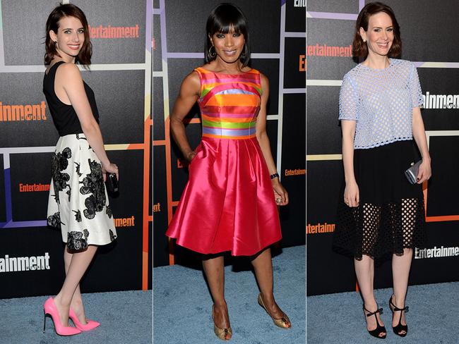 Ladies of American Horror Story, Emma Roberts, Angela Bassett and Sarah Paulson ... Stepping out at Comic-con San Diego. Pictures: Getty