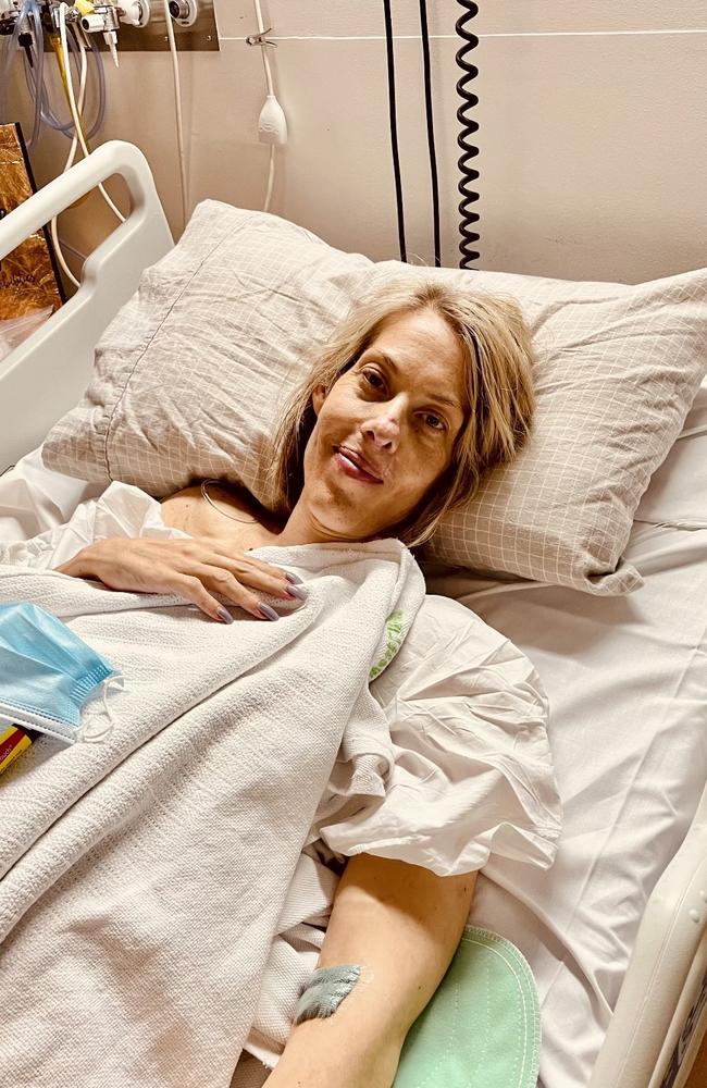 Jessica Chappell ahead of her life-saving liver transplant surgery, which she woke up from after three days. Picture: Supplied