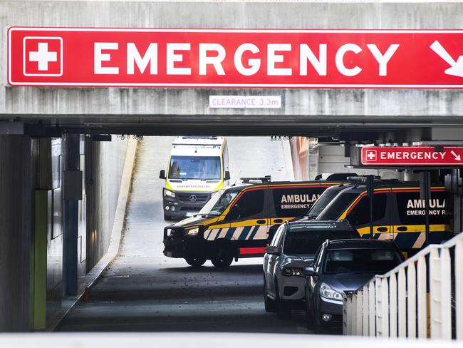 Ambulances at the Royal Hobart Hospital. Picture: Chris Kidd