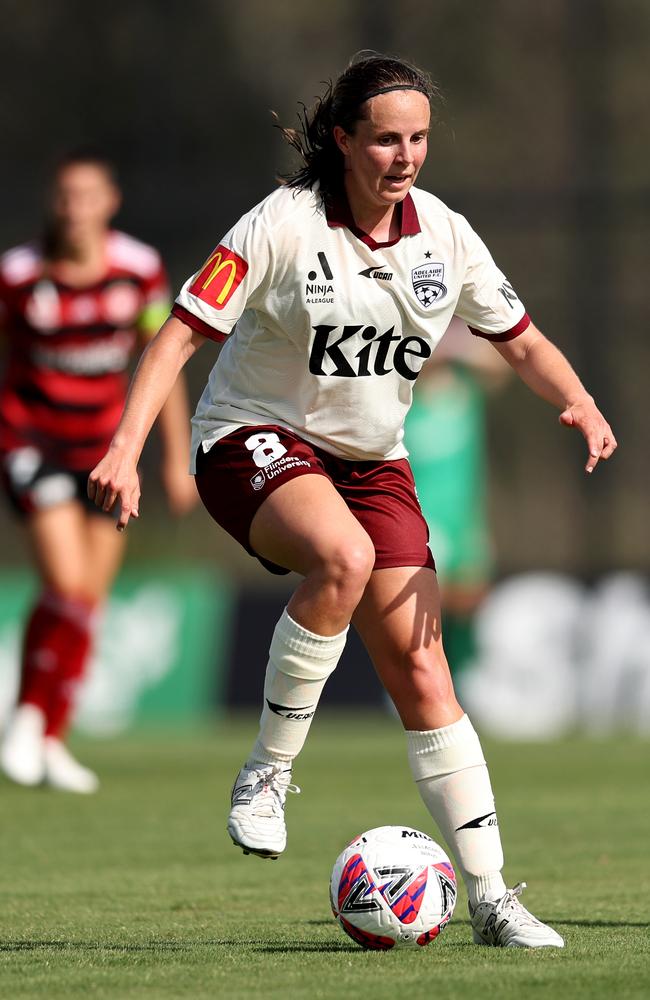 Adelaide United captain Emily Condon in action during November. Picture: Brendon Thorne/Getty Images