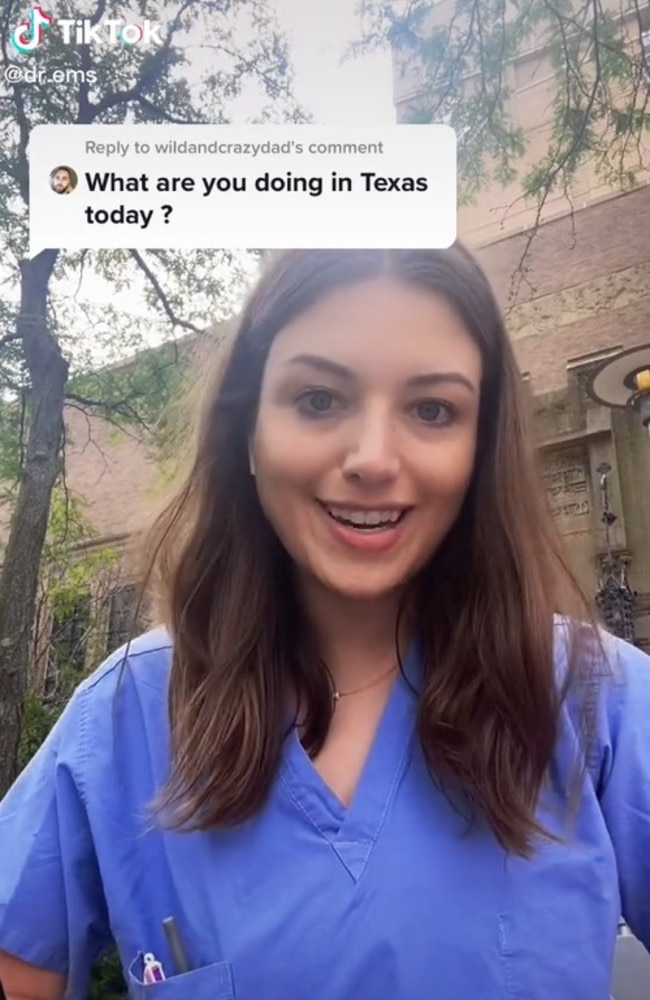 In a separate video, the doctor revealed she decided to stay in Boston as a commitment to her work and patients. Picture: TikTok/dr.ems