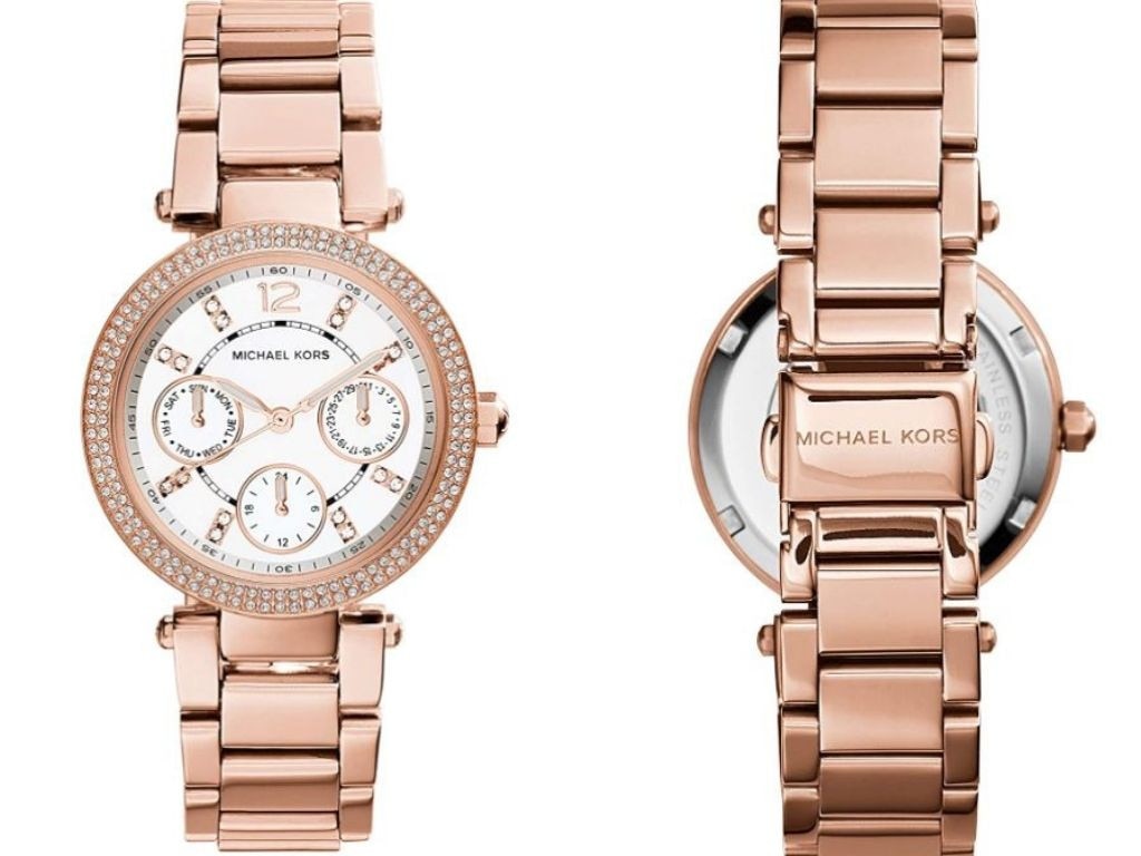 Michael Kors Mini Parker Stainless Steel Multifunction Watch is on sale.