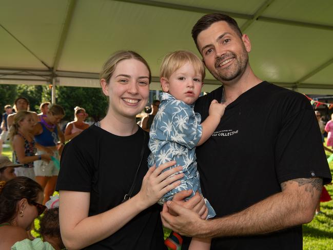 DARWIN, AUSTRALIA Sunday, 31 December, 2023:DARWIN NEW YEARS EVE 2023 Nick, Maddy and Henry pose for a photo at Darwin Waterfront. Picture: Pema Tamang Pakhrin