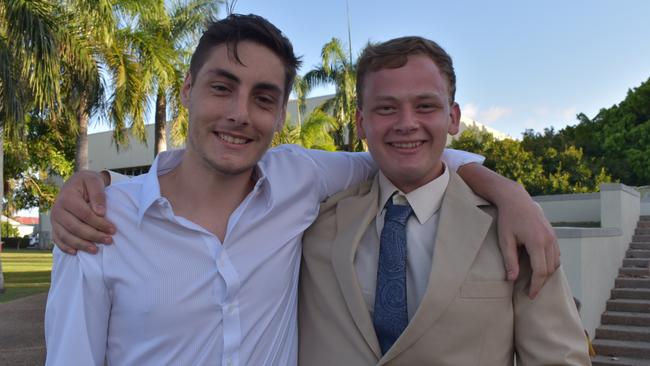 Cody Stevens and Jarrod Fossey at the Sarina State High School formal at the MECC, Mackay, on Thursday November 19. Picture: Zizi Averill