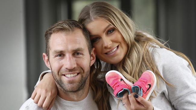 Travis Cloke is now in a much happier place, thanks in no small part to the love and support of wife Beccy. Picture: David Caird