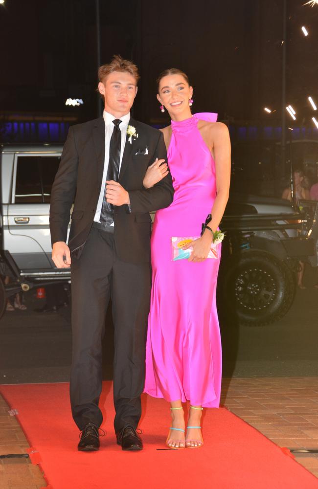 Toowoomba school formals. At the 2023 St Ursula's College formal is graduate Georgia Wells with her partner. Picture: Rhylea Millar