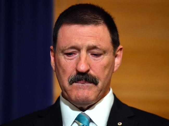 Labor member for Eden-Monaro Mike Kelly announces his retirement at Parliament House in Canberra on Thursday. Picture: AAP