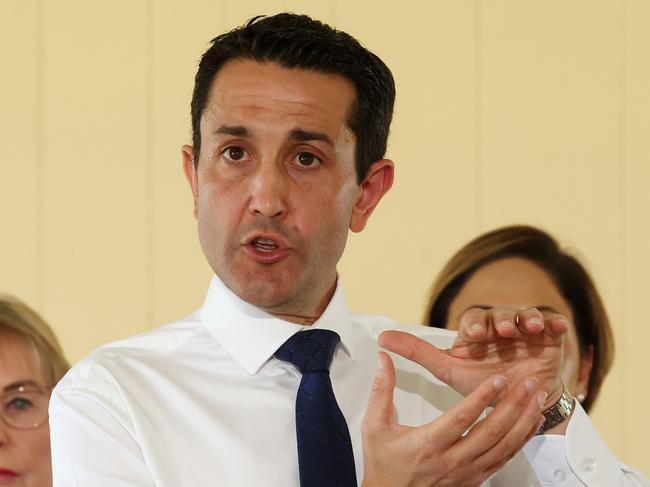 Leader of the Opposition David Crisafulli during a media conference announcing the Better Health More Services plan at a chapel/ community hall in Mt Gravatt. Picture: Liam Kidston.