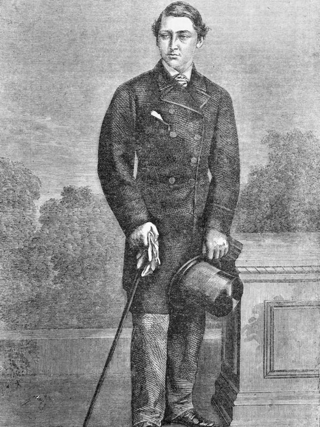 An engraving of Prince Alfred in 1866. Picture: State Library Victoria.