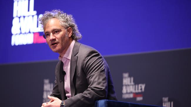 Alex Karp, CEO of Palanti (the data-analytics giant that works closely with U.S. armed forces and intelligence agencies) drove a 29 per cent revenue increase and strong demand for its AI platform. He is described as an unashamed techno-nationalist who evangelises Western power. Picture: Getty