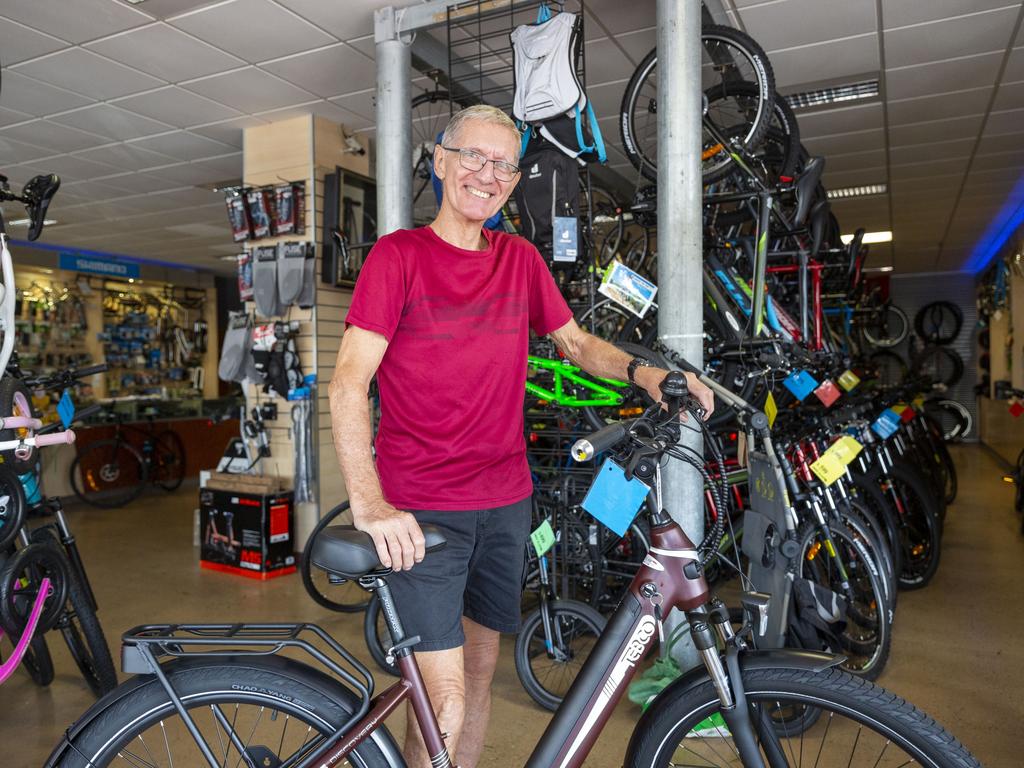 Bikes to Fit salesman Nigel Withers says there has been a spike in interest from customers about e-bikes. Picture: Floss Adams.