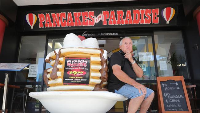 Pancakes in Paradise owner Glen Day waiting for the day when social distancing measures can be lifted and business gets back to normal. Picture: Glenn Hampson.