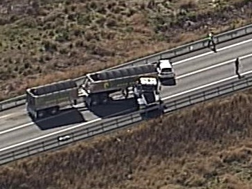 The scene of the fatal truck crash at Beaudesert. Photo: 7 News Gold Coast