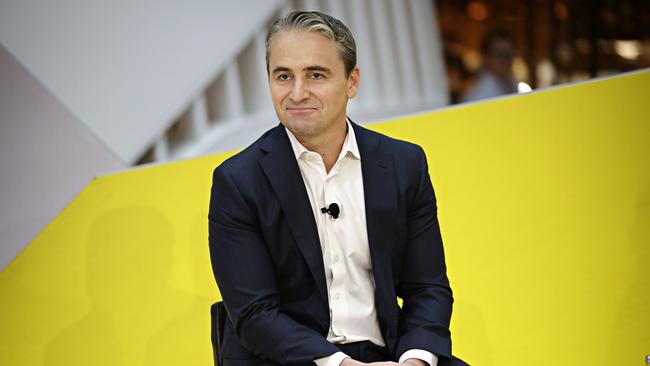 CBA CEO Matt Comyn speaking to the media at Commonwealth Bankâs the Foundry in Eveleigh during a CBA Tech Briefing on the 28th of January. Picture: Adam Yip