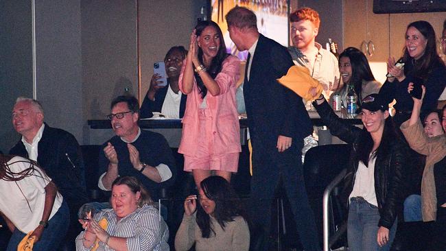 Meghan and Harry enjoyed a rare night out at the basketball in LA. Picture: Allen Berezovsky/Getty Images