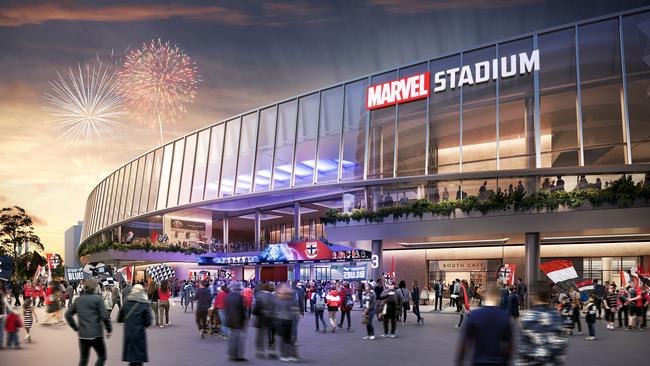 An artist's impression of the New Marvel Stadium development to start 2021.