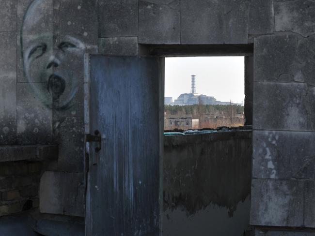 A view of the 4th power block of the Chernobyl Nuclear Power Plant. Chernobyl's radiation monitoring system was affected by a cyber attack. Picture: Sergei Supinsky/AFP
