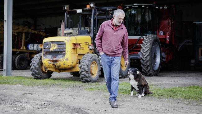 Potato grower Terry Buckley at the machinery shed. Pictures: Nicole Cleary