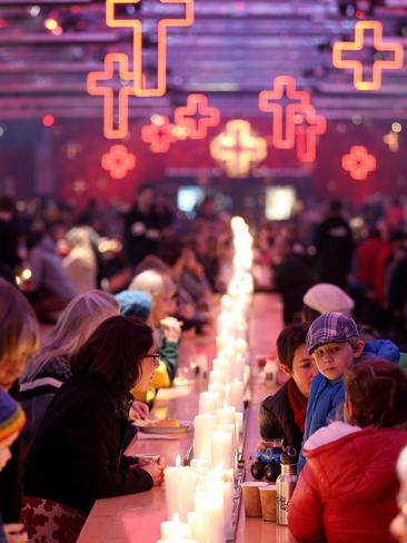 The crowd inside Princes Wharf for the opening night of the Winter Feast. Picture: SAM ROSEWARNE