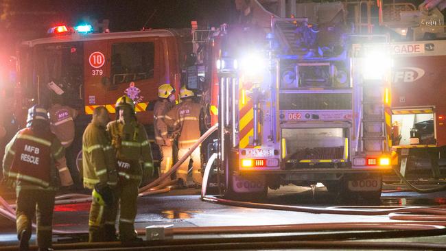 Emergency services members attend a fire in South Melbourne. Picture: Mark Stewart