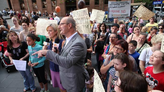 Breastfeeding advocates converge outside the Seven Network's Sunrise in Martin Place. Picture: AAP