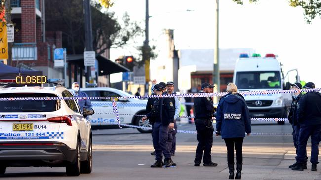 NSW Police and investigators at the crime scene on Thursday morning. Picture: NCA NewsWire/Damian Shaw