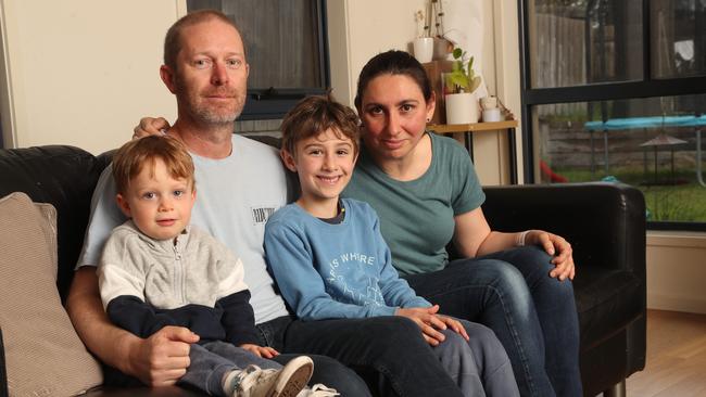 Aidan Campbell with his dad Nathan, brother Toby and mum Diana Picture: Alan Barber