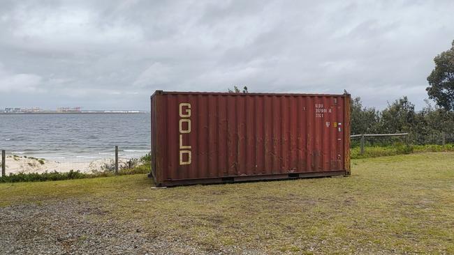 Bayside Council in Sydney have installed a shipping container after an alleged tree poisoning. Picture: Bayside Council