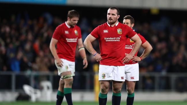 A dejected Ken Owens of the Lions after defeat at Forsyth Barr Stadium.