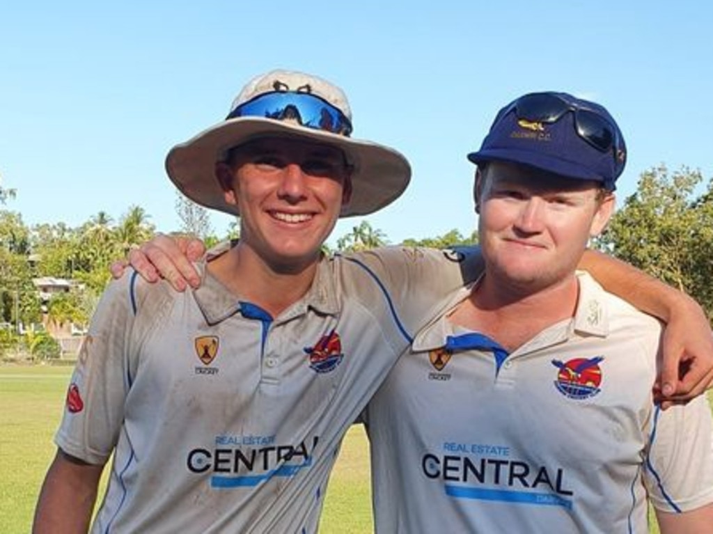 Darwin cricketers Tom Menzies and Will Pilkington were instrumental in the Eagles' win over Waratah in the 2022 semi-final. Picture: Darwin Cricket Club.