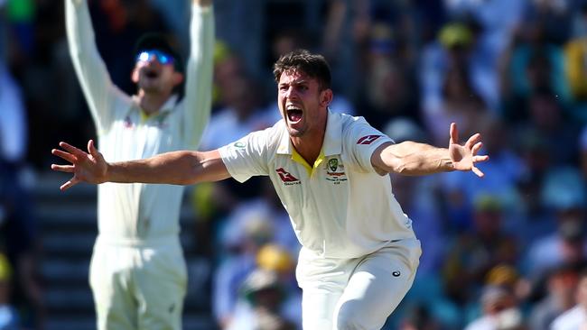 Mitchell Marsh suffered by Australia not reviewing an LBW appeal. Picture: Jordan Mansfield/Getty Images