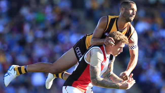 Josh Gibson spoils Tim Membrey on Saturday.