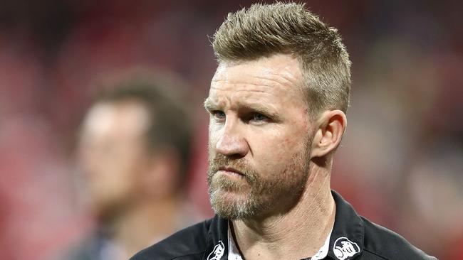 Nathan Buckley after the loss. Pic: Getty Images