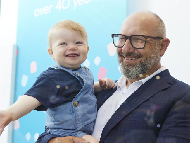 Baby Bunting CEO Matt Spencer with baby Finn (not his baby)