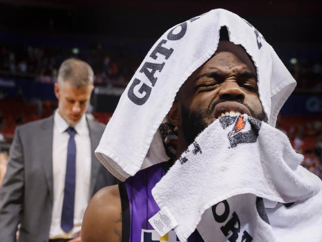 Walton Jr was in agony as cramps forced him out of the game. Picture: Getty Images