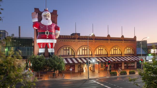 Giant Santa on Federal Hall at Adelaide Central Market. Picture: Supplied