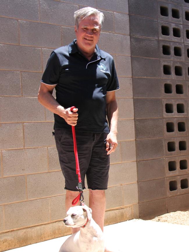 Alice Springs resident and former deputy mayor Murray Stewart in the backyard of his Alice Springs home. Picture: Gera Kazakov