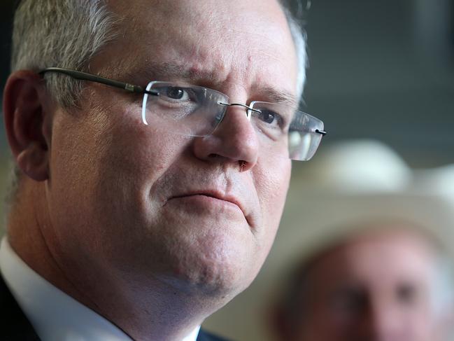 Federal Treasurer Hon. Scott Morrison pictured here today at Swagman Caravan in Yatala in Queensland at a press conference. Pictures: Jack Tran