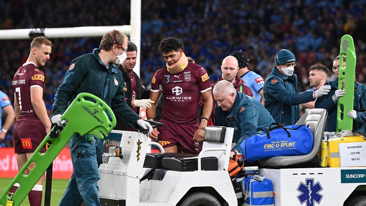 Selwyn Cobbo’s Origin campaign ended abruptly after he was concussed. Picture: Bradley Kanaris/Getty Images