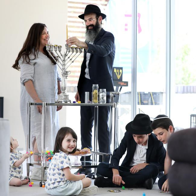 Rabbi Abrahams and his family. For the first time since 2005, Hanukkah falls on Christmas Day. Jane Dempster/The Australian