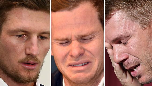 Cameron Bancroft, Steve Smith and David Warner paid a heavy price. Picture: AFP