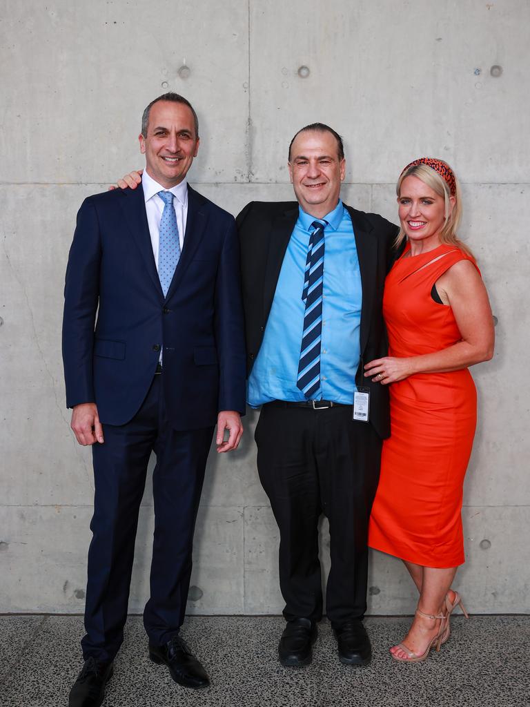 Andrew Abdo, CEO of the NRL, Peter V'landys, chairman of the NRL, and Kate Jones commissioner of the NRL. Picture: Justin Lloyd.