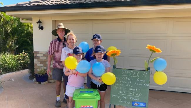 Sandra, Doug, Hamish, Tiffany and Angelina celebrate raising funds for RACQ Lifeflight.