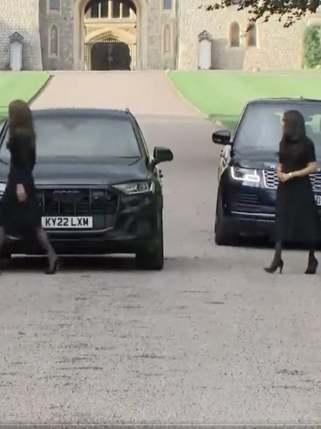 Kate quickly walked to meet an aide, without waiting for Meghan to join.