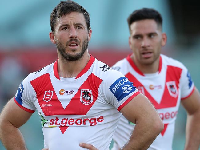 WOLLONGONG, AUSTRALIA - SEPTEMBER 12:  Ben Hunt of the Dragons reacts after losing the round 18 NRL match between the St George Illawarra Dragons and the Canberra Raiders at WIN Stadium on September 12, 2020 in Wollongong, Australia. (Photo by Matt King/Getty Images)