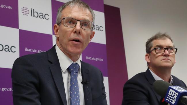 IBAC acting commissioner Stephen Farrow and deputy commissioner David Wolf. Picture: David Crosling